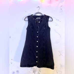 A&F Black Denim Button Front Mini Dress